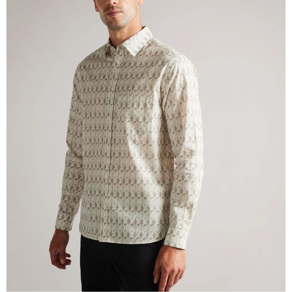 Ted Baker London Temple Tree Print Button Down Shirt Sz 6 / XXL